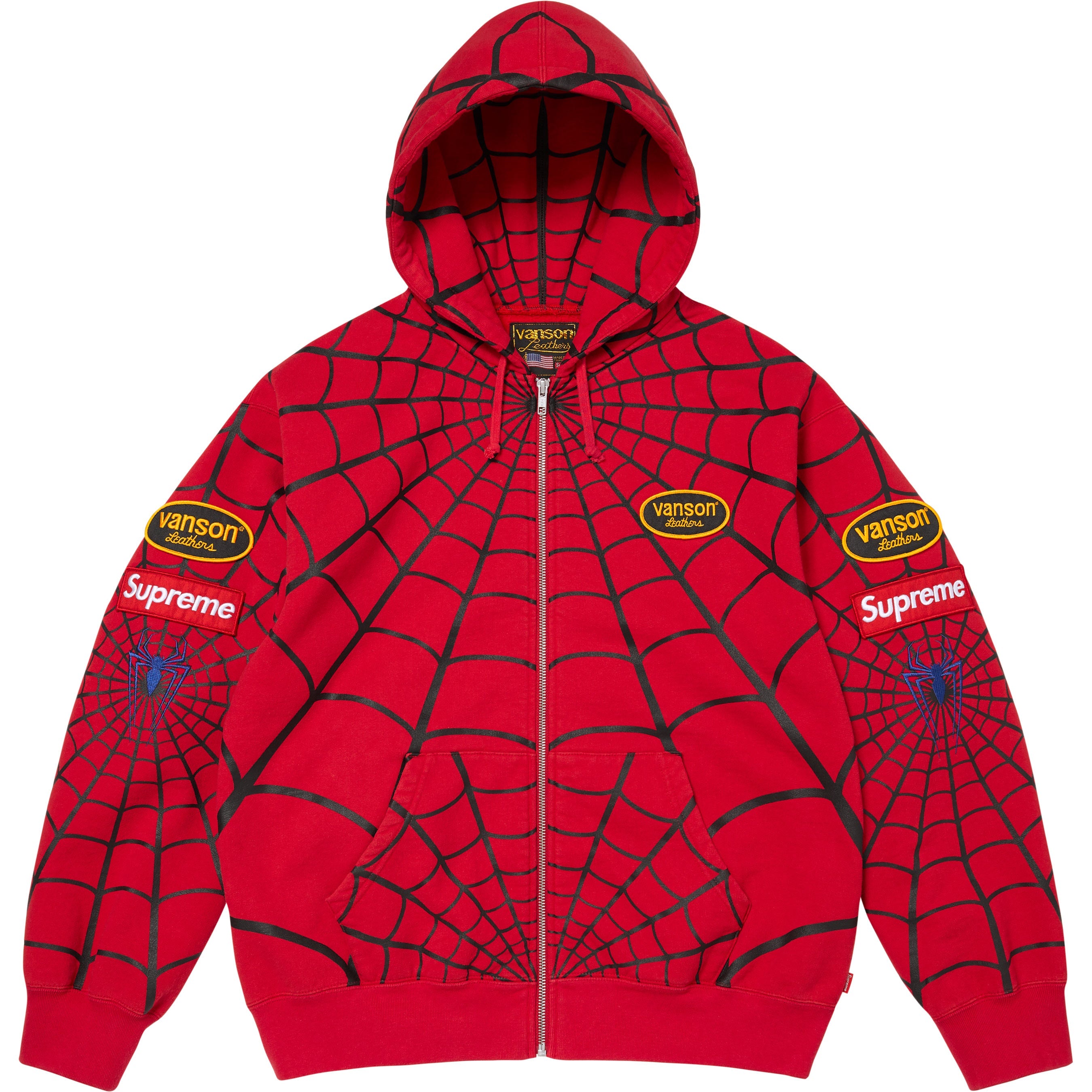 Supreme®/Vanson Leathers® Spider-Man Zip Up Hooded Sweatshirt view 6